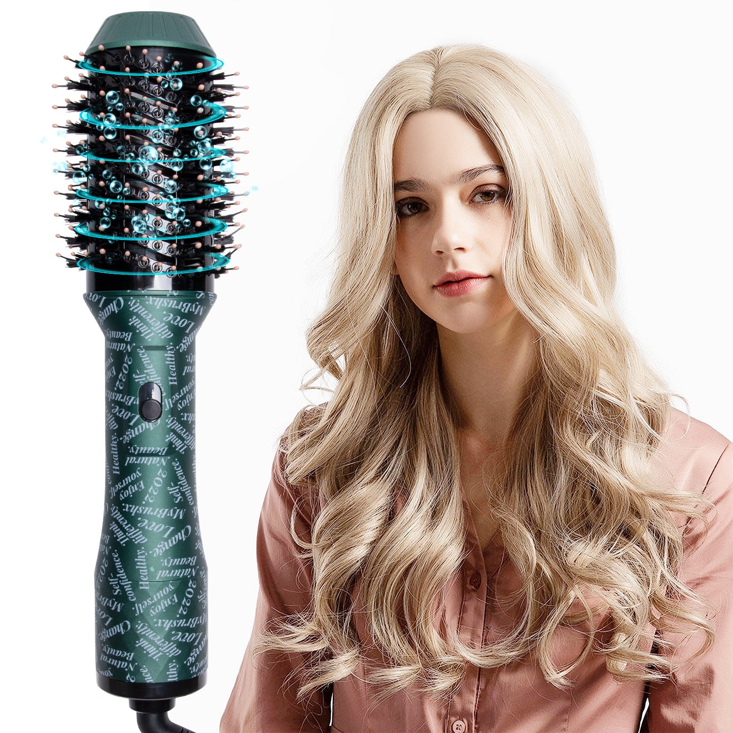 Haartrockner bürste, Heißluft bürste mit verbessertem Fass, Fösten bürste und Styler Volumize in einem, Haartrockner Multifunktion ale Keramik Turmalin Negative Ionen-Heißluft-Styling-Bürste für Frauen