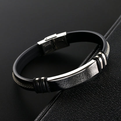 European And American Popular Single Product Stainless Steel Leather Smooth Bracelet - RazzX