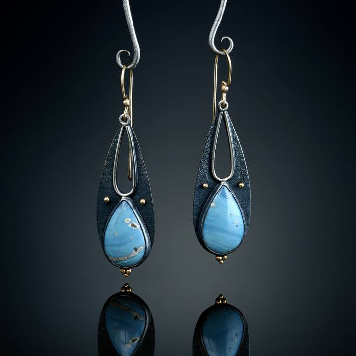 Vintage Tear Drop Blue Resin Earrings for Women Boho Ethnic Tribal Handmade Metal Dangle Long Pendant Earring Brincos