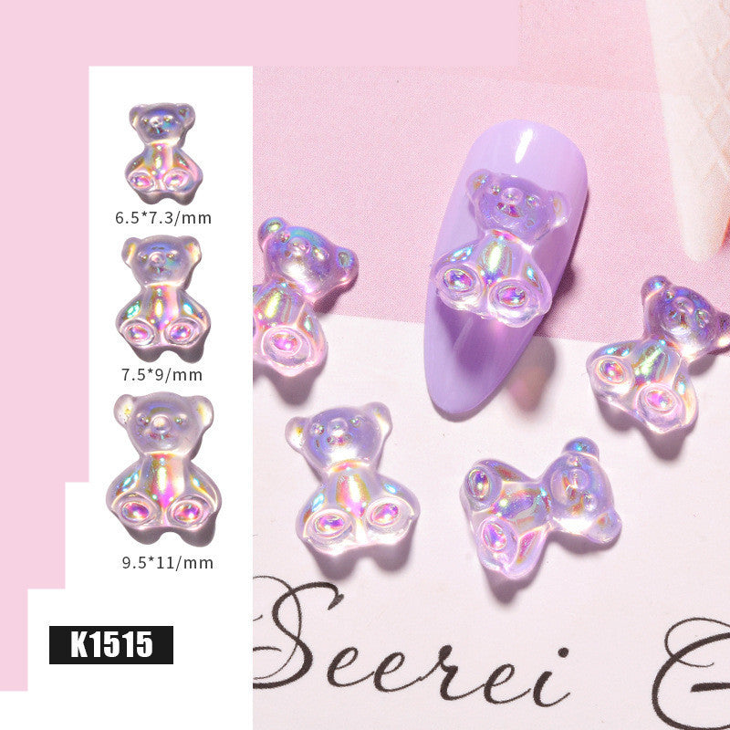 3D Nette Bär Harz Nagel Kunst Dekorationen Kristall Gummy Bear Nail Glitter Gelee Ornamente Nägel Kunst Zubehör für Nagel Kunst dekoration