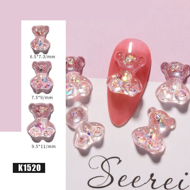 3D Nette Bär Harz Nagel Kunst Dekorationen Kristall Gummy Bear Nail Glitter Gelee Ornamente Nägel Kunst Zubehör für Nagel Kunst dekoration