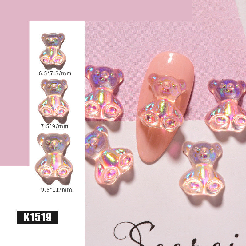 3D Nette Bär Harz Nagel Kunst Dekorationen Kristall Gummy Bear Nail Glitter Gelee Ornamente Nägel Kunst Zubehör für Nagel Kunst dekoration