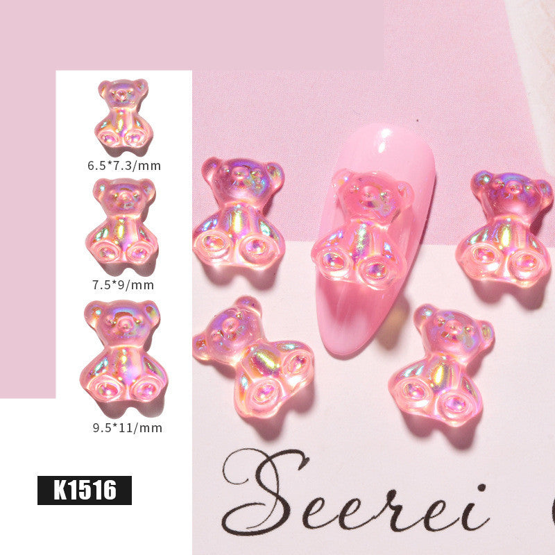 3D Nette Bär Harz Nagel Kunst Dekorationen Kristall Gummy Bear Nail Glitter Gelee Ornamente Nägel Kunst Zubehör für Nagel Kunst dekoration