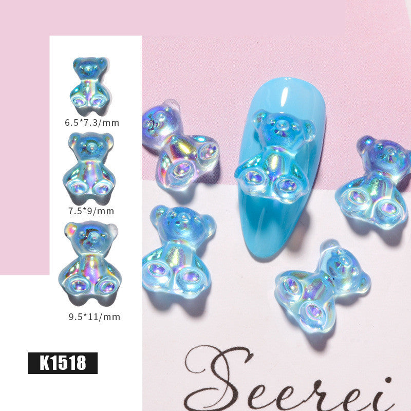 3D Nette Bär Harz Nagel Kunst Dekorationen Kristall Gummy Bear Nail Glitter Gelee Ornamente Nägel Kunst Zubehör für Nagel Kunst dekoration