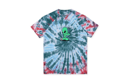 Alien Football Tie Dye Herren und Damen Lässiges Kurzarm T-Shirt