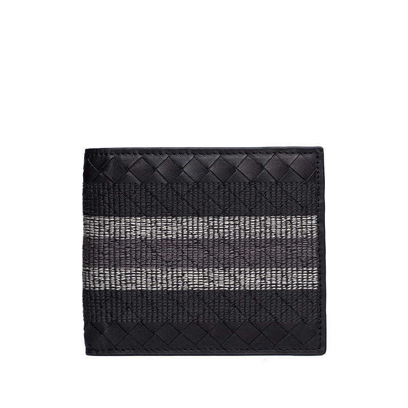 Woven Wallet Men'S Short Leather Lovers  New Folding Wallet Men'S Wallet