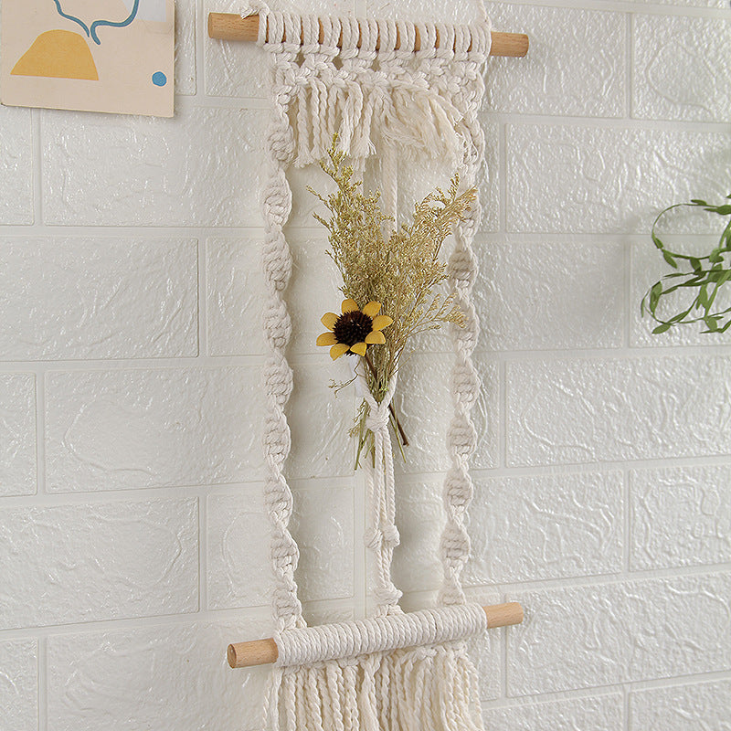 Woven Tapestry, Cotton Rope, Wall Hanging And Dried Flower Decoration