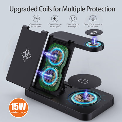 Watch Mobile Phone Headset Foldable Three-in-one Wireless Charger