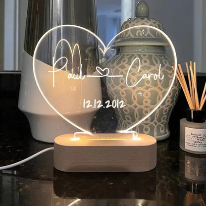 Custom Night Light As Valentines Day Anniversary Romantic For Bedroom Night Lamp Couple For Him Names And Date Engagement Gift - RazzX