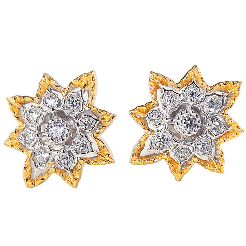 Vintage Sparkling Zircon Earrings S925 Silver Gold-plated