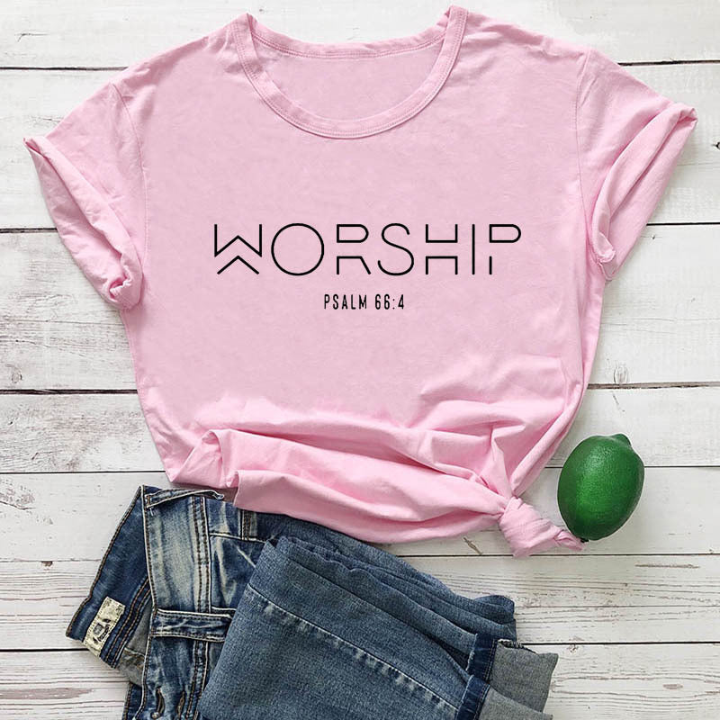 Worship Casual Cotton Christian T-Shirt Faith Shirt Women