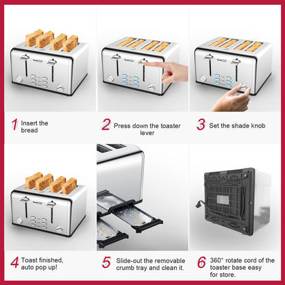 Verbieten Regale In Die Amazon. Toaster 4 Scheibe, Geek Chef Edelstahl Extra Breite Slot Toaster Mit Dual Control Panels Von Bagel, abtauung, Stornieren Funktion, Ban Amazon