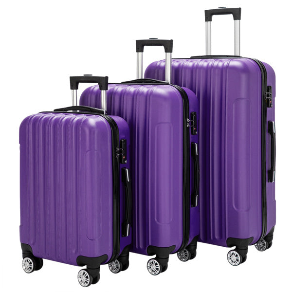 Vertical 3-in-1 Spinner Wheel With Handle Trolley Case 20in 24in 28in ABS Aluminum Alloy Trolley Classic Color - Purple