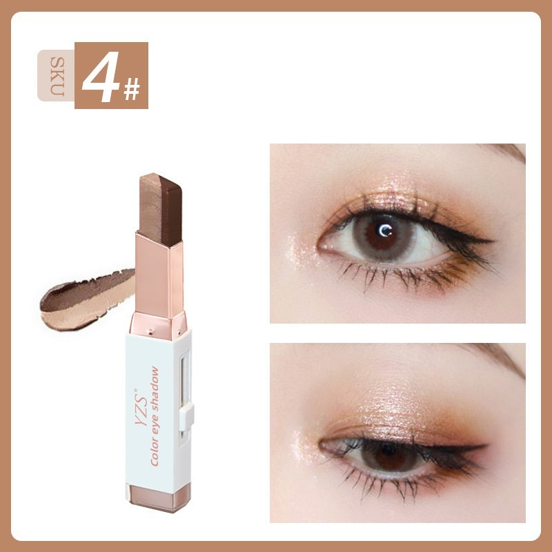 YZS Velvet Gradient Two-color Eyeshadow Stick, Contrast Pearlescent Eyeshadow, Eye Modification Eyeshadow Pen