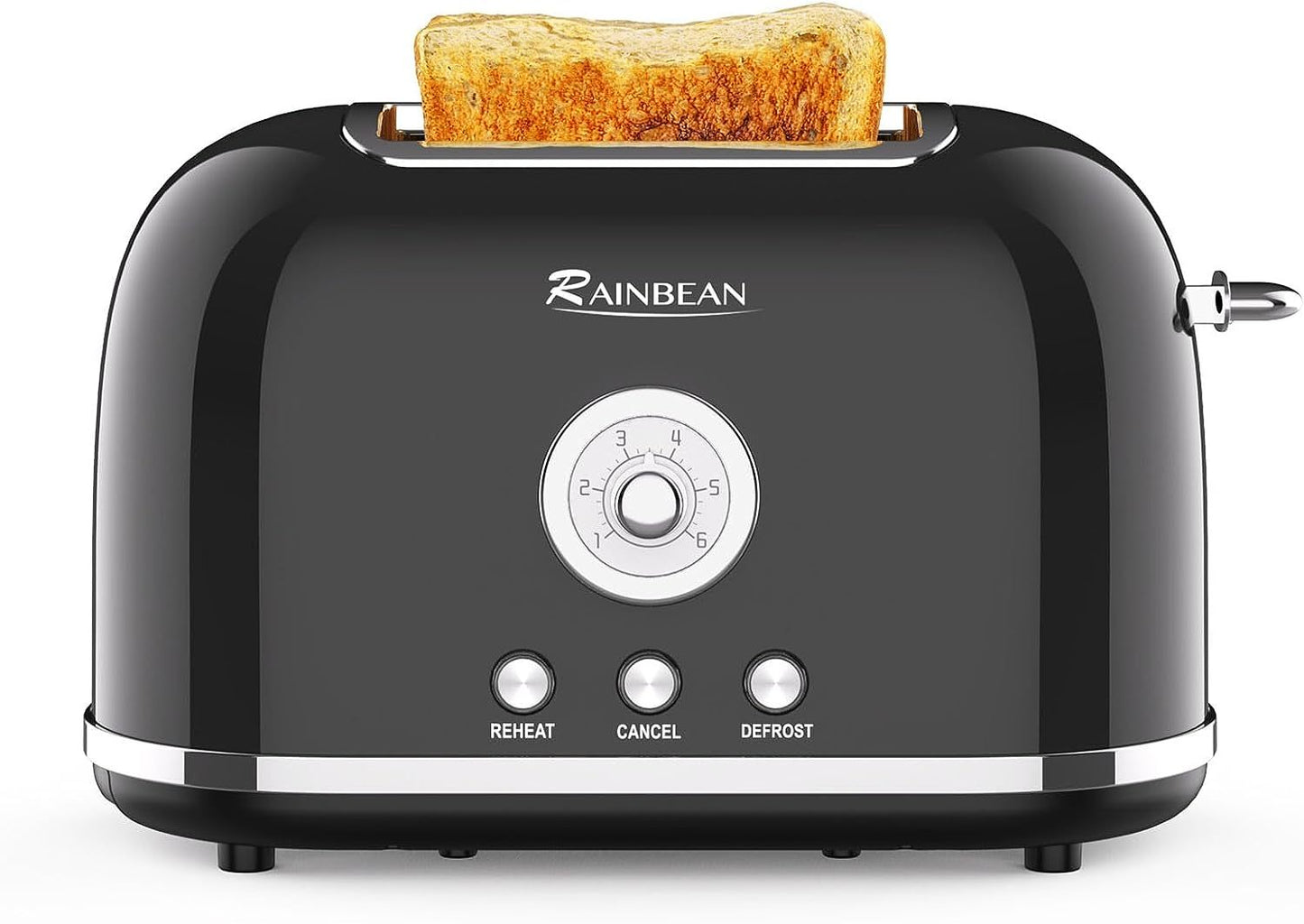 Toaster 2 Slice Retro Toaster Edelstahl mit 6 Brotschirm-Einstellungen und Bagel Cancel Aufwärm funktion, niedlicher Brot-Toaster mit extra breiten Slot und abnehmbarem Crumb Tablett