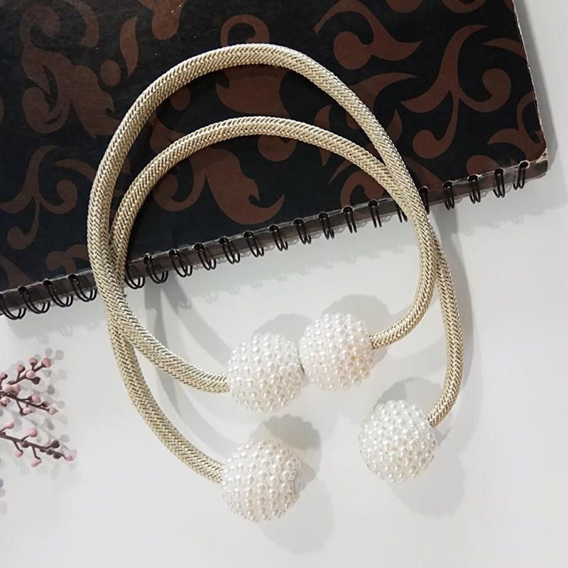 Magnetic Curtain Tiebacks Pearl Beads