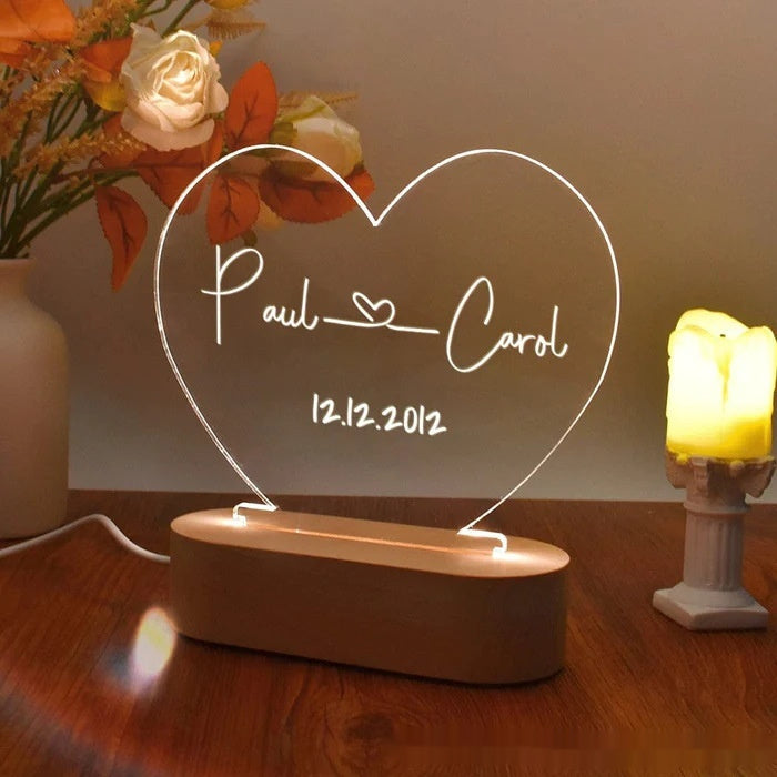 Custom Night Light As Valentines Day Anniversary Romantic For Bedroom Night Lamp Couple For Him Names And Date Engagement Gift - RazzX