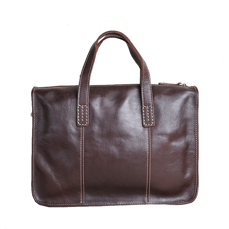 Vintage Business Leisure Horizontal Style Leather Briefcase Computer Bag