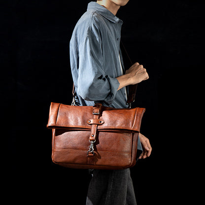 Vintage Shoulder Bag In Polished Vegetable Tanned Leather