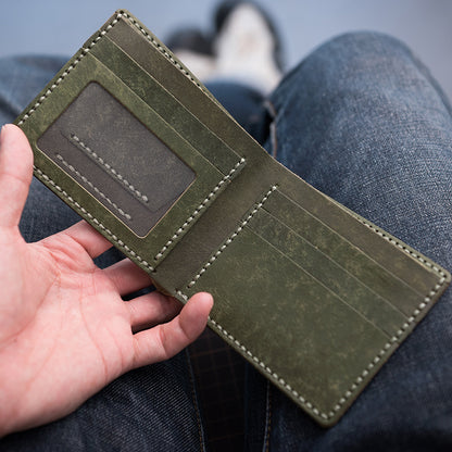 Vintage DIY Waxed Leather Horizontal Wallet