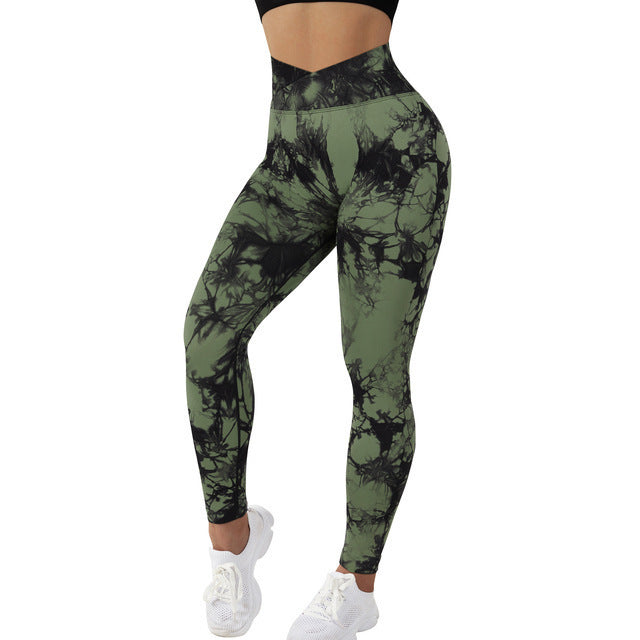 Nahtlose Tie Dye Leggings Frauen Yoga Hosen Push-Up Sport Fitness Lauf Gym Leggings