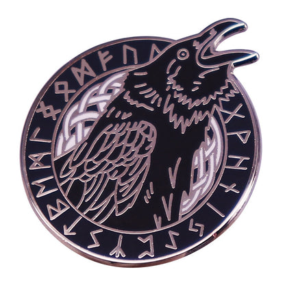 Viking Aoding Crow Enamel Pin Chest