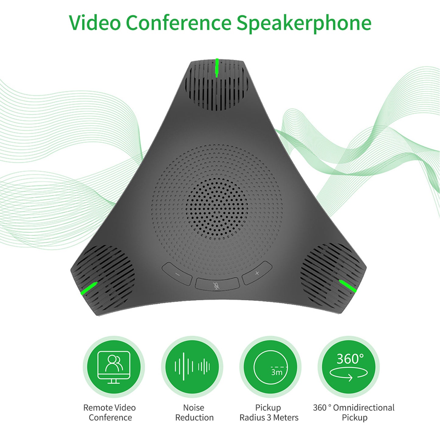 USB Speakerphone Conference Microphone Omnidirectional Computer Mic 360° Voice Pickup with Mute Key for Skype/Video Conference/Online Course/Live Streaming/Gaming/Daily Chatting