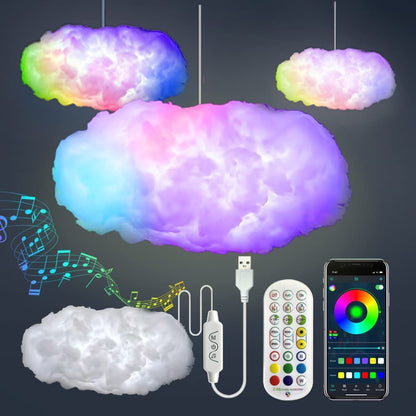 USB Wolke Licht APP Control Musik Synchronisation 3D RGBIC Umgebungs Licht Blitz Simulation Wolken Schlafzimmer Zimmer Licht