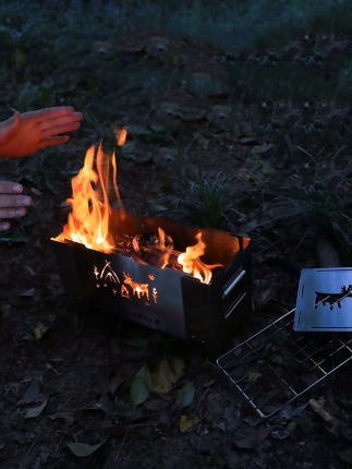 Schwarz Deer Tinder Holz Herd Im Freien Tragbare Camping Picknick