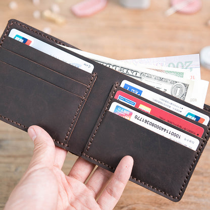 Vintage DIY Waxed Leather Horizontal Wallet