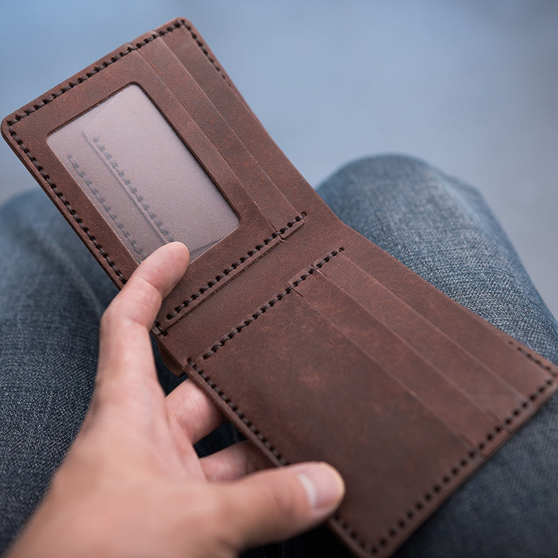 Vintage DIY Waxed Leather Horizontal Wallet