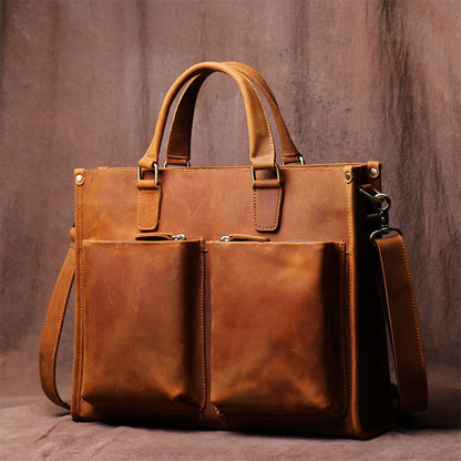 Vintage Cowhide Men's Handbag Business Briefcase