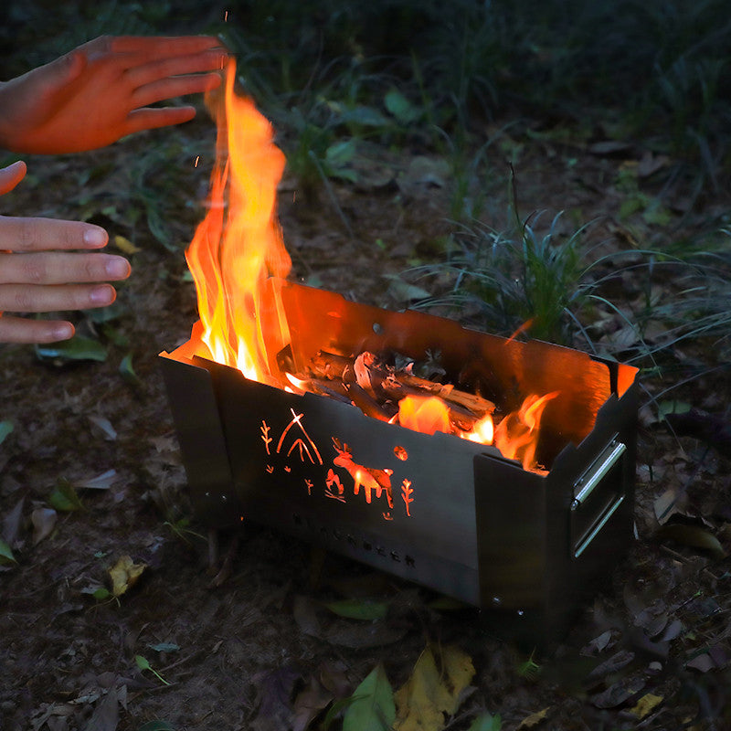 Schwarz Deer Tinder Holz Herd Im Freien Tragbare Camping Picknick