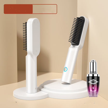 USB Tragbare Heißer Luft Kamm Rechargable Professional Hair Trockner Pinsel 2 In1 Mini Haarglätter Curler Pinsel Haar Styler