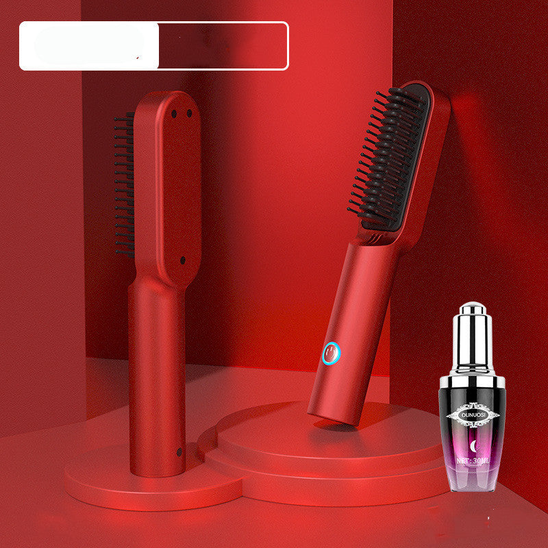 USB Tragbare Heißer Luft Kamm Rechargable Professional Hair Trockner Pinsel 2 In1 Mini Haarglätter Curler Pinsel Haar Styler