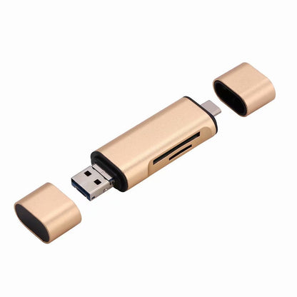 USB mobile phone card reader MICRO TYPE - C triad multi-function aluminum alloy support TF SD OTG foreign trade