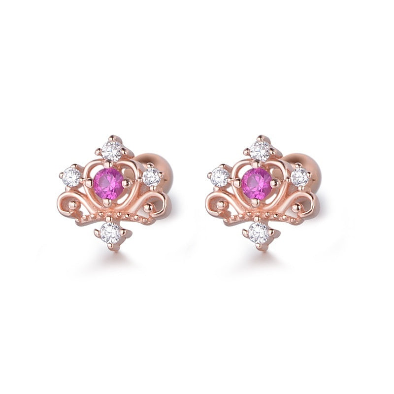 Vintage Crown Hollow Screw Stud Earrings