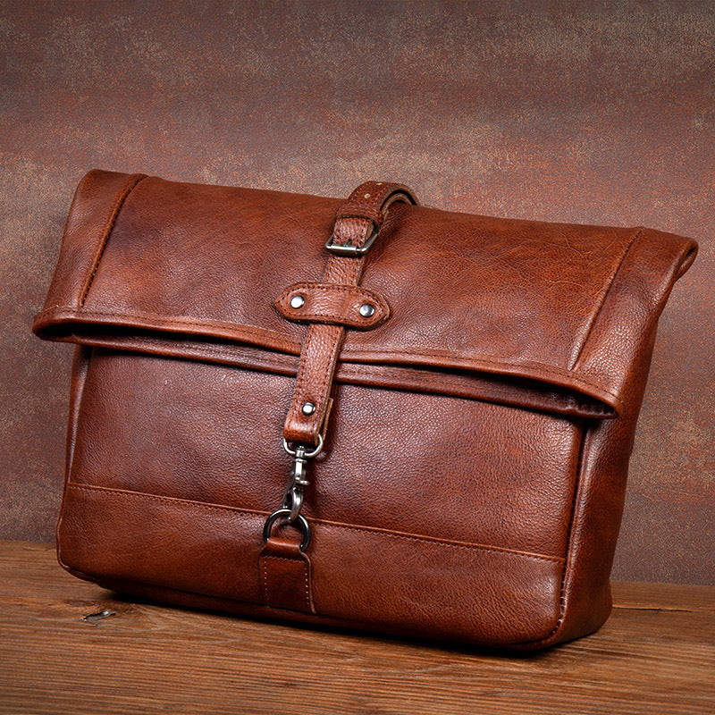 Vintage Shoulder Bag In Polished Vegetable Tanned Leather