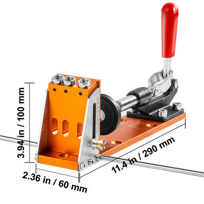 VEVOR Pocket Hole Jig Kit, 34 Pcs Pocket Hole Jig System With  Fixture, Step Drills, Wrenches, Drill Stop Rings, Square Drive Bits, Toolbox, Adjustable, For DIY Carpentry Projects