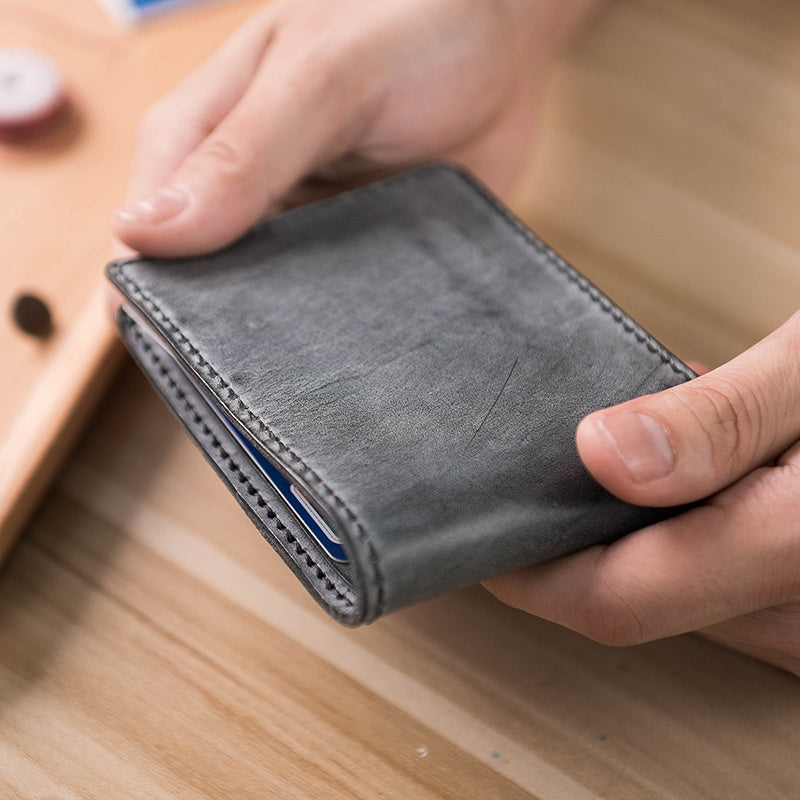 Vintage DIY Waxed Leather Horizontal Wallet