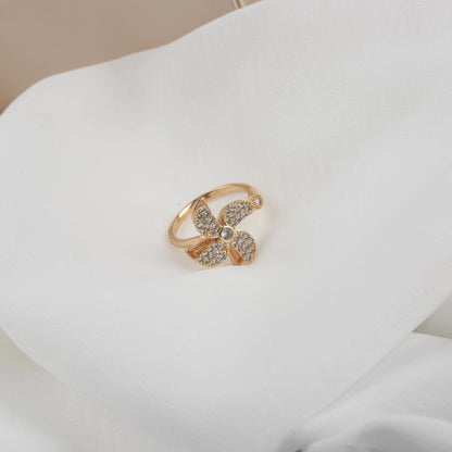 Zircon Temperament Temperamental Cold Style Fully Jeweled Loving Heart Ring