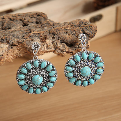 Vintage Bohemian Turquoise Stud Earrings