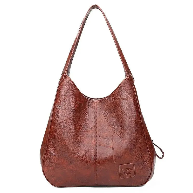 Vintage Women's Bag Leather Large Capacity Marble Grain Women's Shoulder Bag Daily Commuter Handbag Shopping