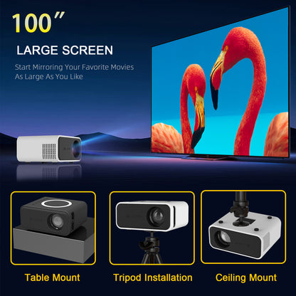 YT300 Mobile Video Projector Support 1080P Home Theater Media Player Wired Wireless Same Screen Android IOS Smartphone