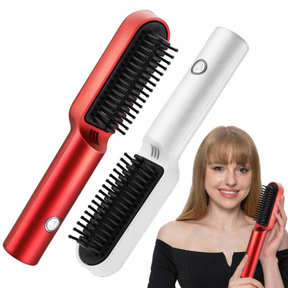 USB Tragbare Heißer Luft Kamm Rechargable Professional Hair Trockner Pinsel 2 In1 Mini Haarglätter Curler Pinsel Haar Styler