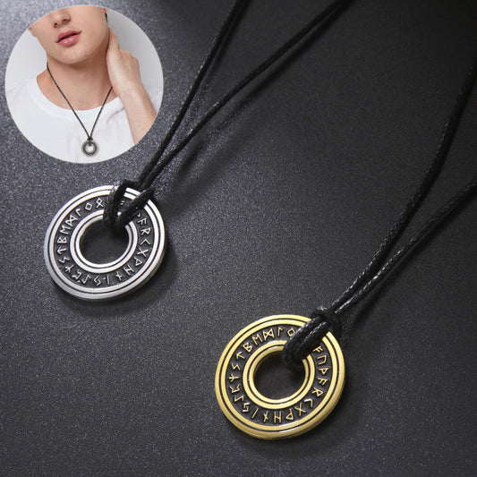 Vintage Nordic Rune Necklaces For Men Stainless Steel Norse Runes Viking Jewerly Pagan Elder Futhark Pendant Amulet Fashion Jewelry