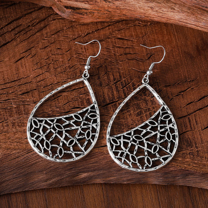 Vintage Drop-shaped Hollow Woven Wire Mesh Pendant Earrings