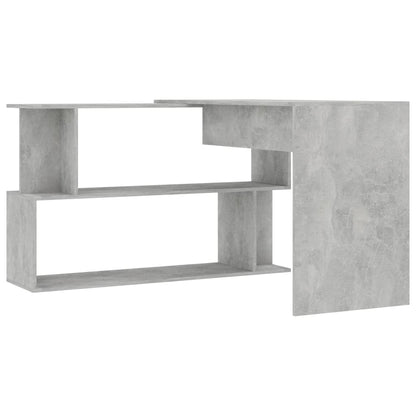 vidaXL Corner Desk Concrete Grey 200x50x76 cm Engineered Wood