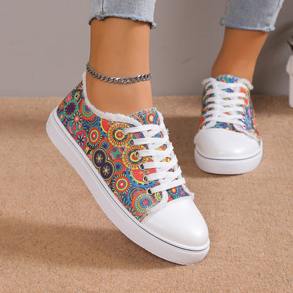 Vielseitige Schüler mit flachem Boden Schnürsenkel Canvas Schuhe