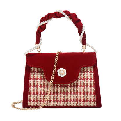 Women's Wedding Bag Bridal Bag High-grade Women's Elegant Red Niche Red Small Bag Portable 2024 New - RazzX